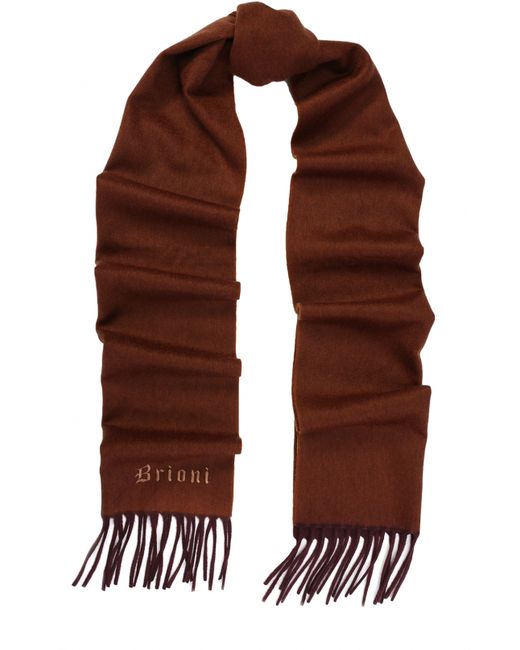 Brioni Кашемировый шарф с бахромой