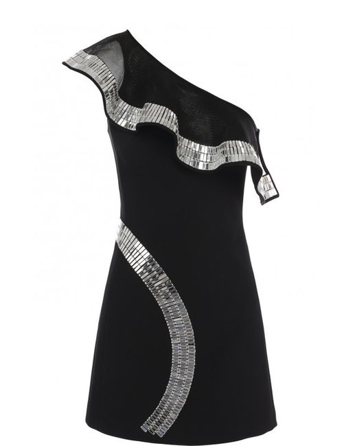 David Koma Мини-платье с открытым плечом и декоративной отделкой