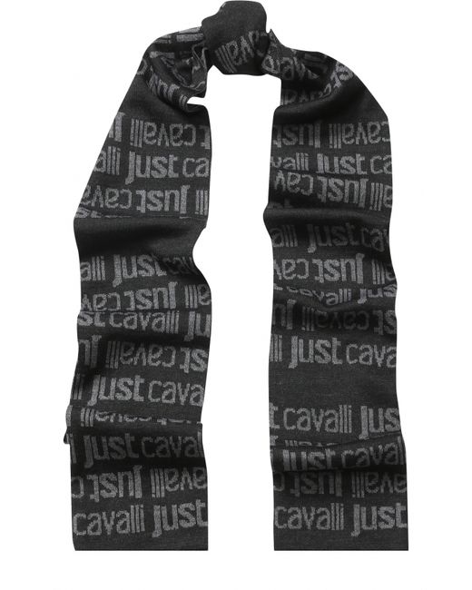 Just Cavalli Шерстяной шарф с логотипом бренда