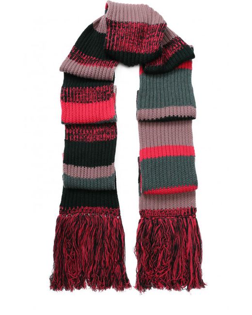 Burberry Вязаный шарф из смеси шерсти и кашемира с бахромой