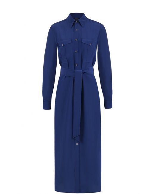 Polo Ralph Lauren Шелковое платье-миди с поясом