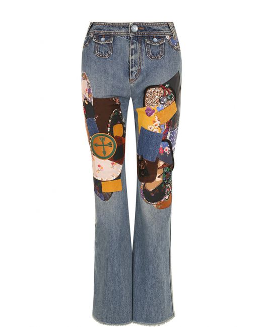 COACH Расклешенные джинсы с потертостями и нашивками