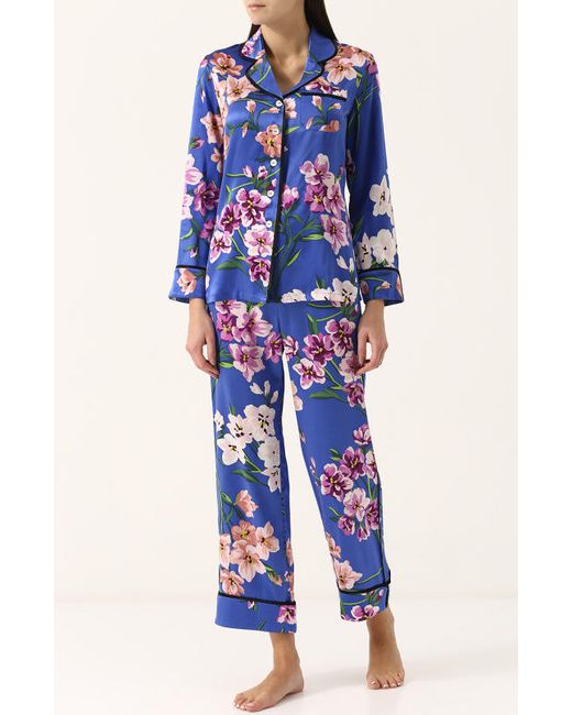 Olivia Von Halle Шелковая пижама с цветочным принтом