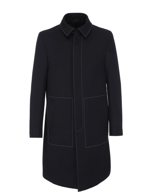 Fendi Шерстяное однобортное пальто с контрастной прострочкой