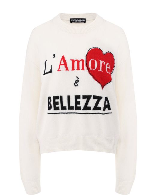 Dolce & Gabbana Кашемировый пуловер с круглым вырезом и декоративной вышивкой