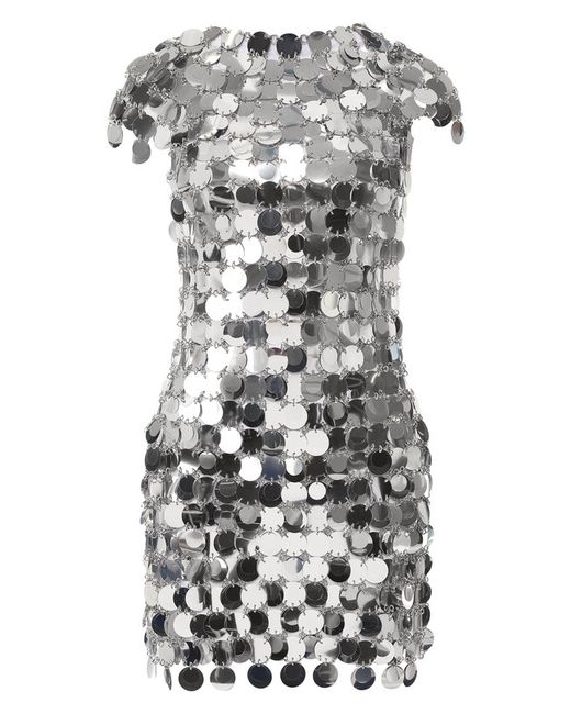 Paco Rabanne Платье-кольчуга с короткими рукавами