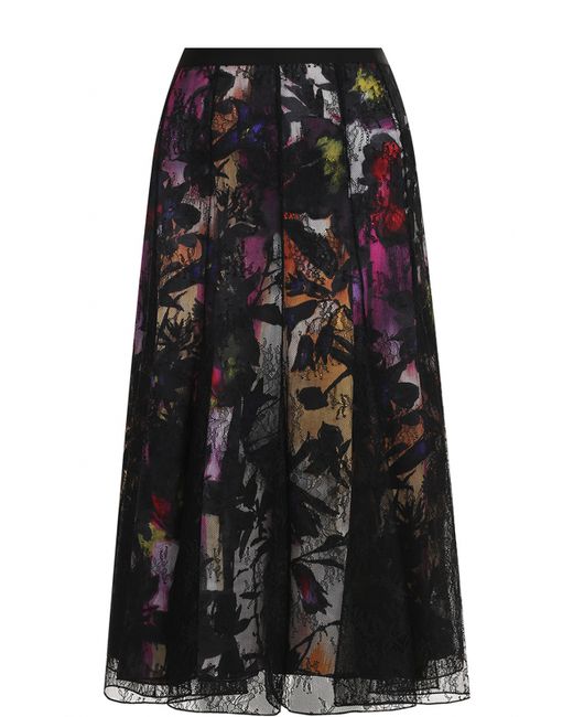 Blumarine Кружевная юбка-миди с цветочной вставкой