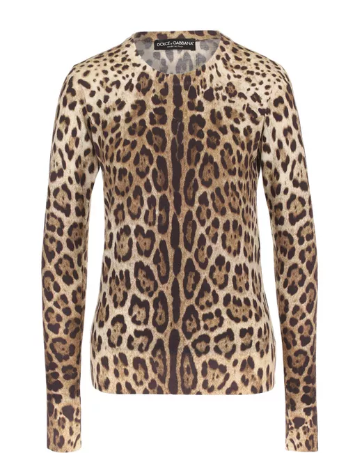 Dolce & Gabbana Пуловер с круглым вырезом и леопардовым принтом