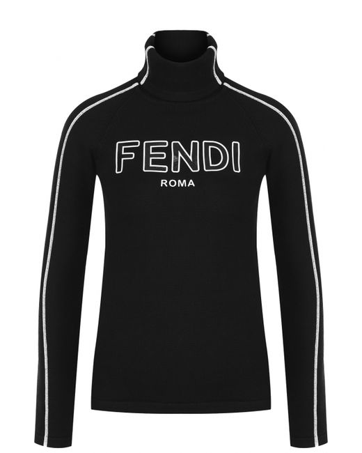 Fendi Шерстяной приталенный свитер с высоким воротником