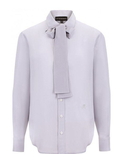 Emporio Armani Шелковая блуза с воротником аскот