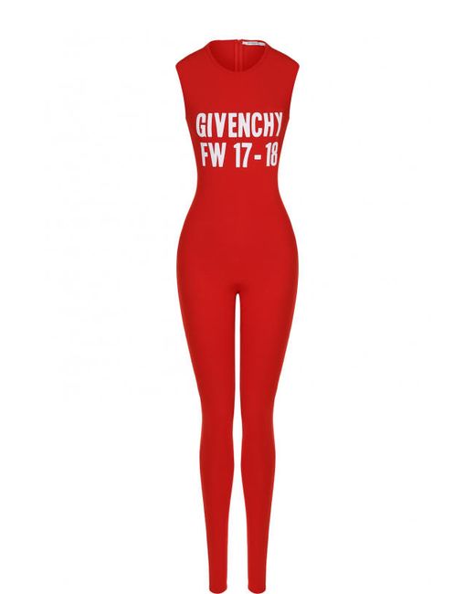 Givenchy Облегающий однотонный комбинезон с логотипом бренда