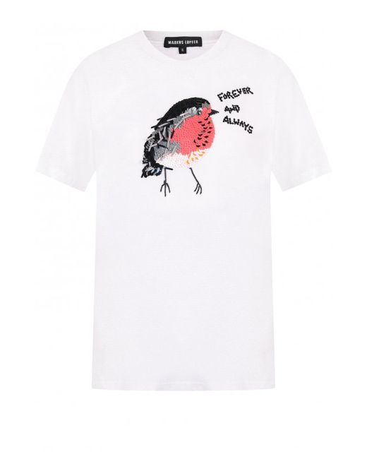 Markus Lupfer Хлопковая футболка с круглым вырезом и пайетками