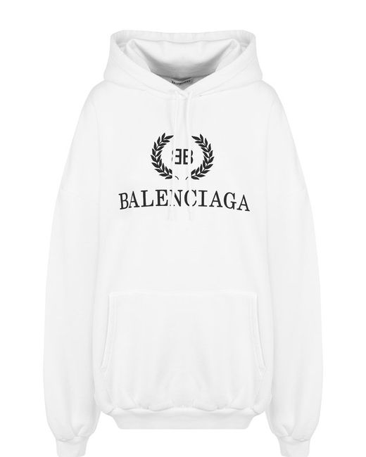 Balenciaga Хлопковая толстовка с капюшоном и логотипом бренда