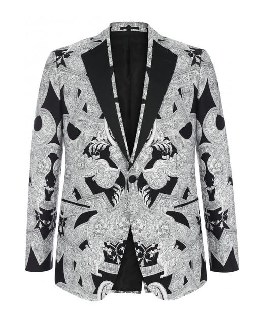 Versace Однобортный пиджак с принтом из смеси хлопка и шелка