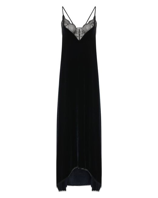 Zadig & Voltaire Бархатное платье с кружевной отделкой