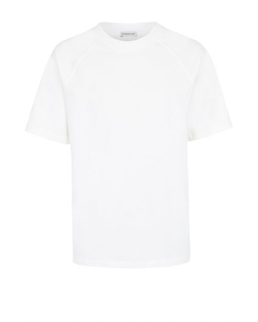 Moncler Хлопковая футболка свободного кроя с контрастной отделкой