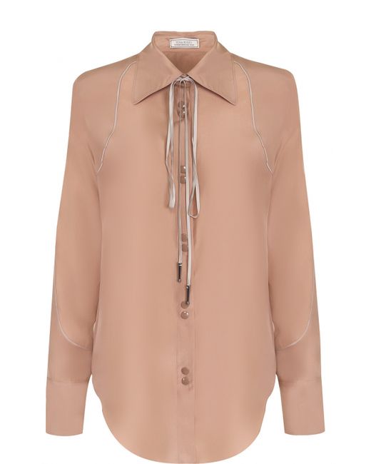 Nina Ricci Шелковая блуза прямого кроя с воротником аскот