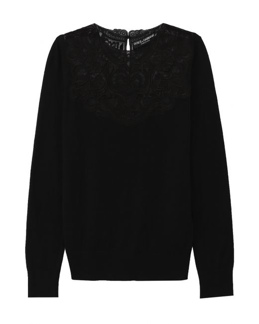 Dolce & Gabbana Шелковый пуловер с кружевной вставкой