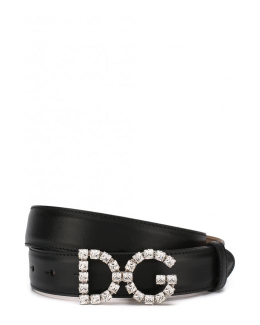 Dolce & Gabbana Кожаный ремень с фигурной пряжкой и отделкой кристаллами