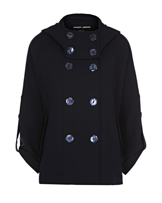 Giorgio Armani Двубортное укороченное пальто с капюшоном