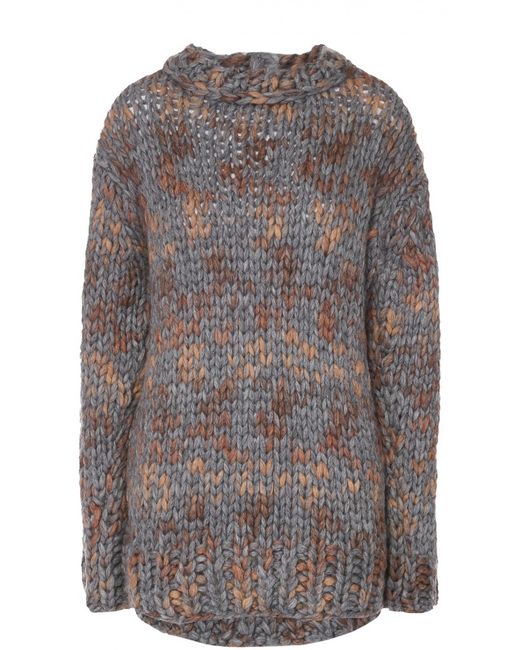 No21 Пуловер крупной вязки с декоративной отделкой