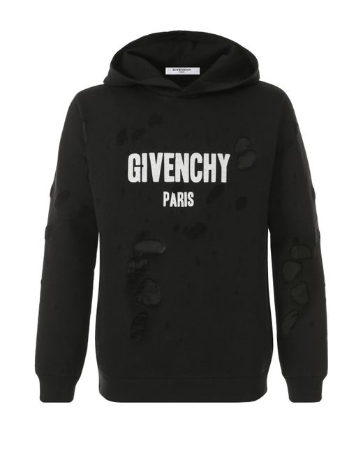 Givenchy Хлопковое худи с декоративными потертостями