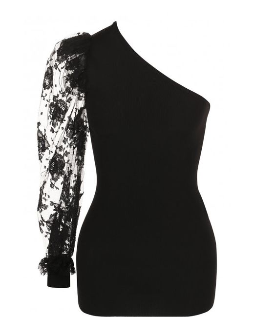 Givenchy Топ асимметричного кроя с кружевным рукавом