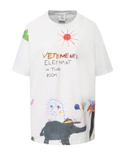 Vetements Хлопковая футболка с принтом
