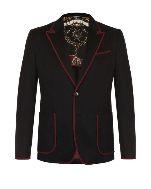 Dolce & Gabbana Однобортный пиджак из кашемира с контрастной отделкой