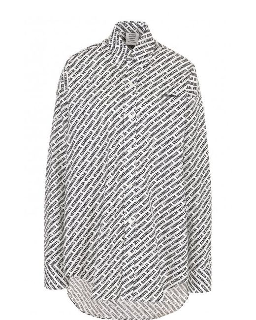 Vetements Хлопковая блуза свободного кроя с логотипом бренда
