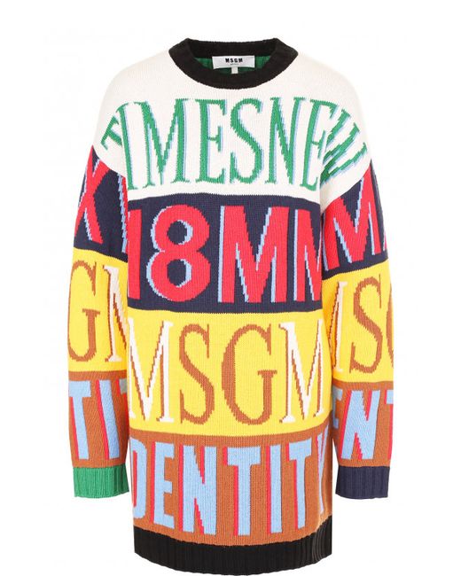 Msgm Удлиненный пуловер со спущенным рукавом и надписями
