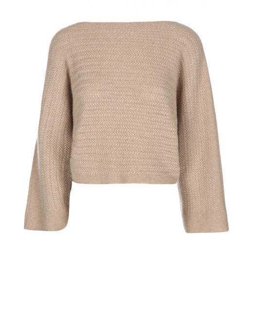 Ralph Lauren Кашемировый укороченный пуловер с вырезом-лодочка