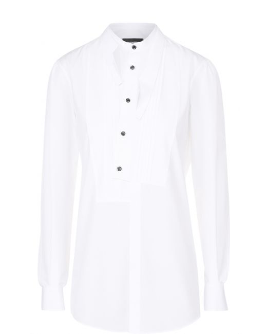 Dsquared2 Приталенная хлопковая блуза с асимметричной планкой
