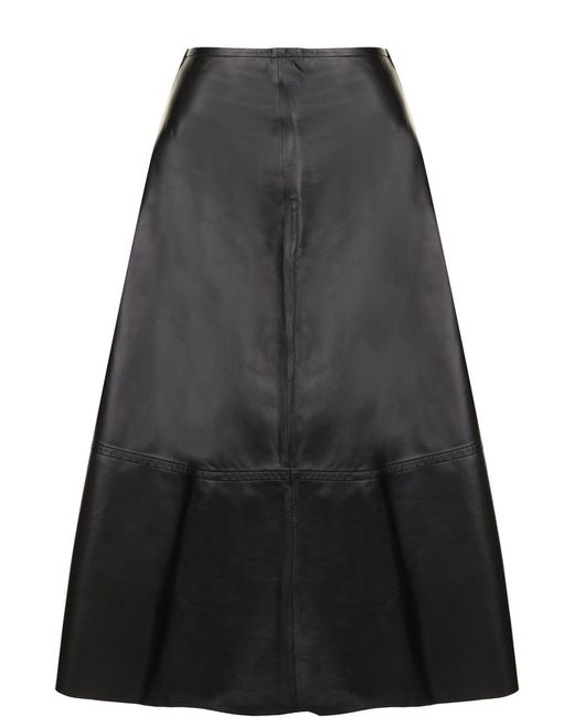 Yves Salomon Кожаная юбка-миди на молнии