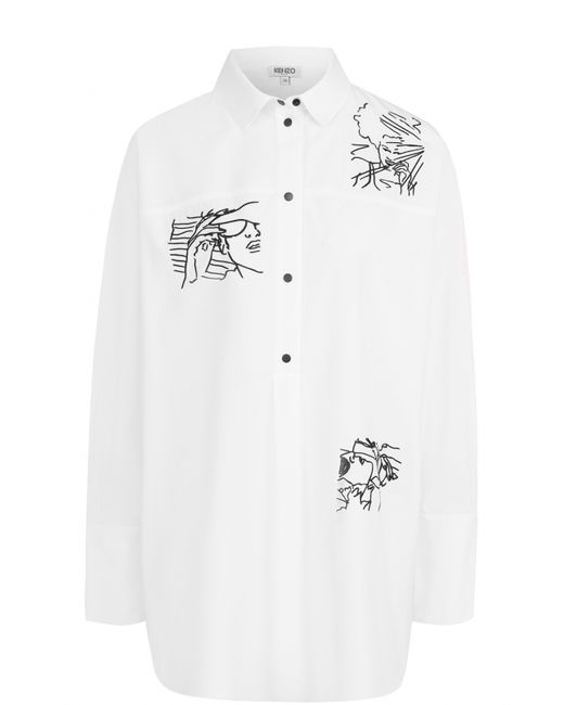 Kenzo Блуза свободного кроя с контрастной вышивкой