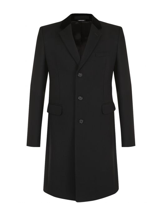 Alexander McQueen Шерстяное однобортное пальто с отложным воротником