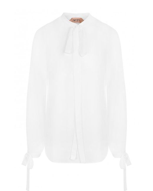 No21 Однотонная блуза с воротником аскот