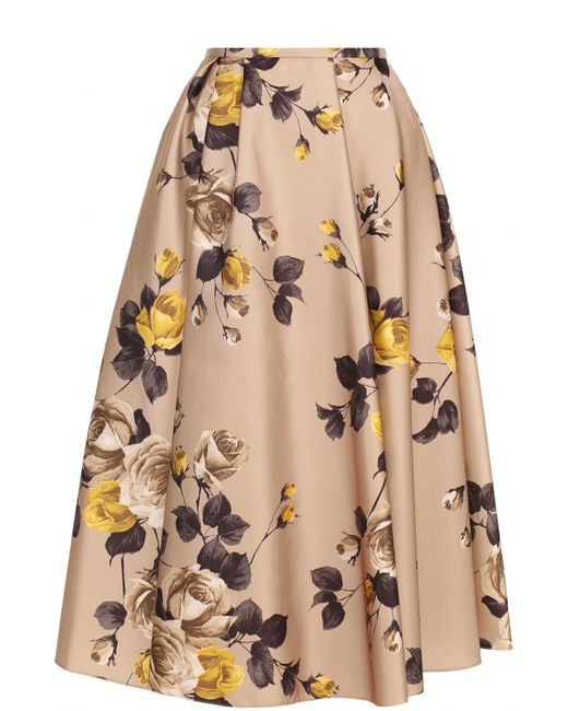 Rochas Пышная юбка-миди с цветочным принтом