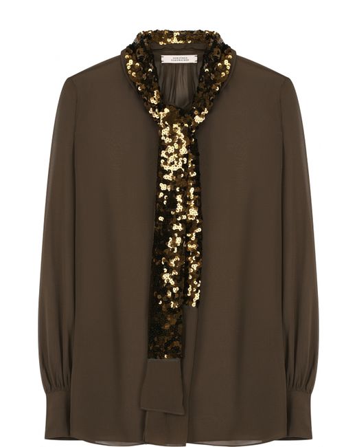 Dorothee Schumacher Прозрачная шелковая блуза с декорированным воротником аскот