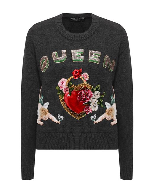 Dolce & Gabbana Кашемировый пуловер с вышитым принтом
