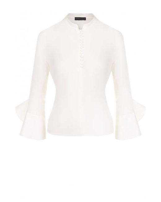 Emporio Armani Шелковая блуза с укороченными расклешенными рукавами