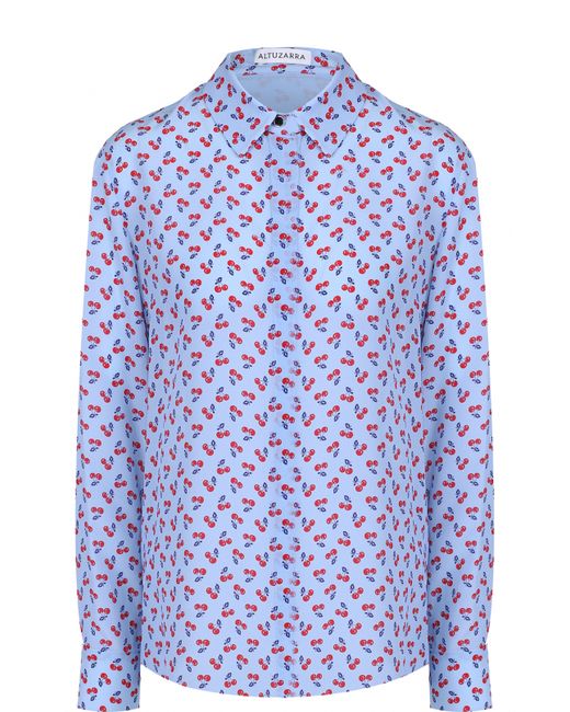 Altuzarra Шелковая блуза прямого кроя с контрастным принтом