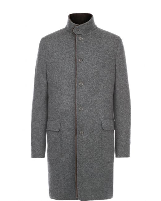 Loro Piana Однобортное кашемировое пальто с меховой подкладкой