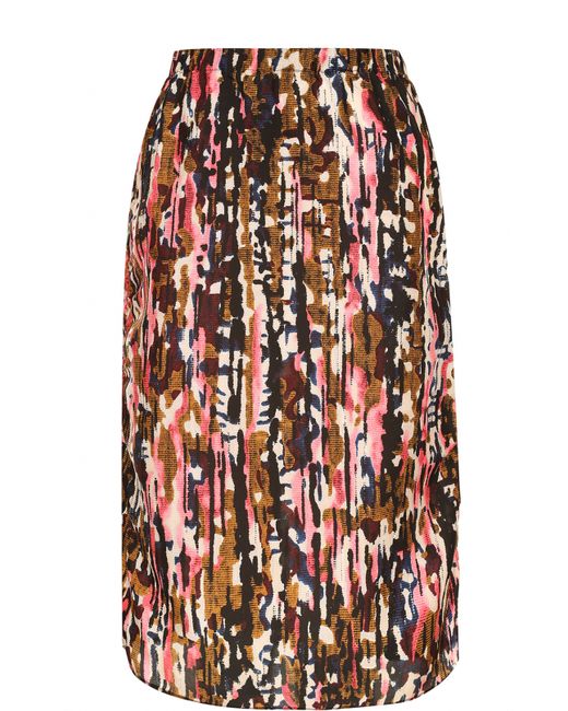 Marni Шелковая юбка с эластичным поясом и ярким принтом