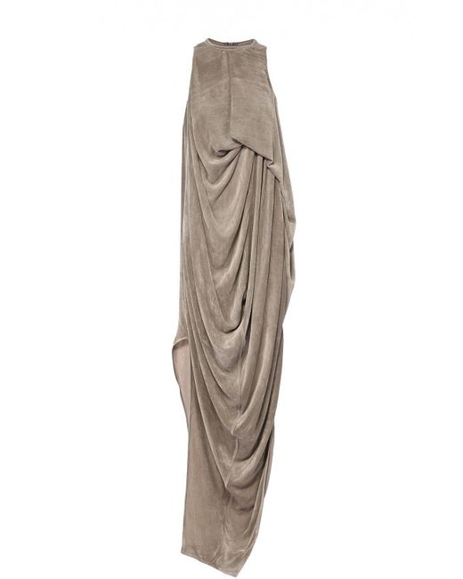 Rick Owens Бархатное платье асимметричного кроя с драпировкой