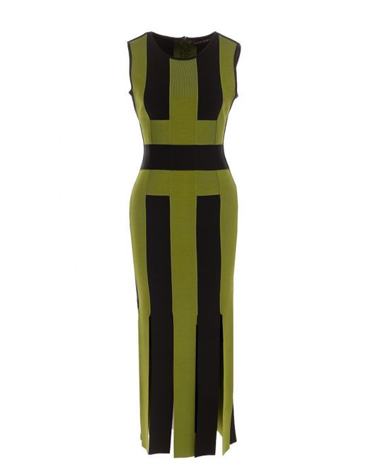 David Koma Приталенное платье-миди с высокими разрезами