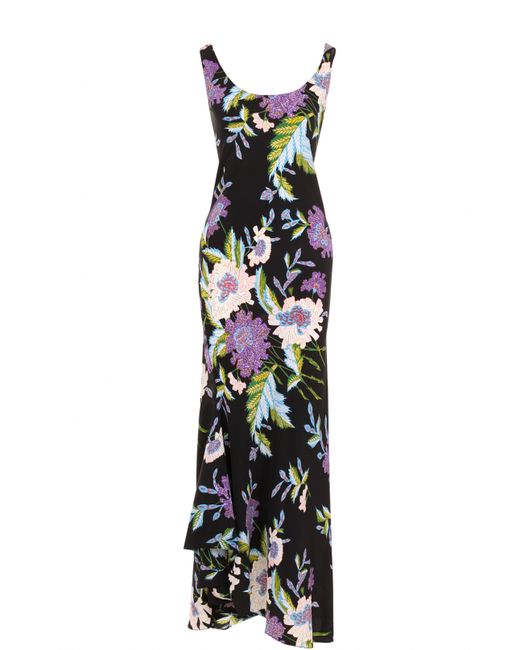 Diane Von Furstenberg Шелковое платье асимметричного кроя с цветочным принтом