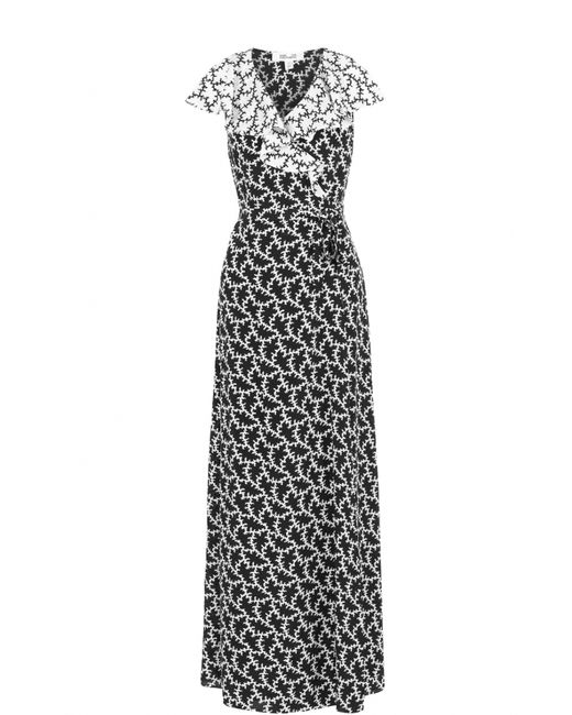 Diane Von Furstenberg Шелковое платье-макси с запахом и принтом
