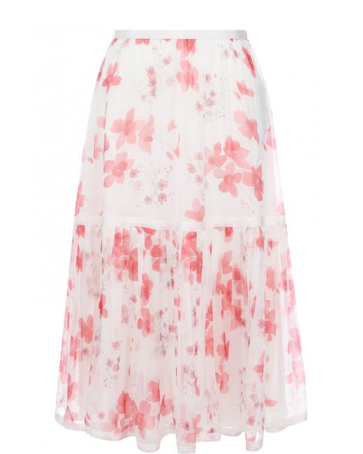 Emporio Armani Шелковая юбка-миди с цветочным принтом