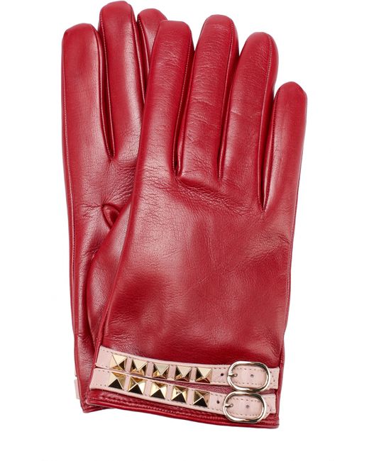 Valentino Кожаные перчатки с декором